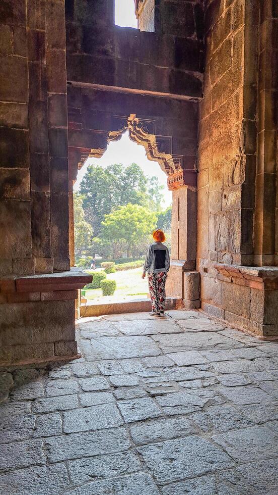 Delhi, India 25 apr, 2024. Bara Gumbad is medieval monument in Lodhi Gardens Mosque and Mehman Khana of Sikandar Lodhi, ruler of Delhi Sultanate. Constructed in 1490 CE, during reign of Lodhi dynasty photo