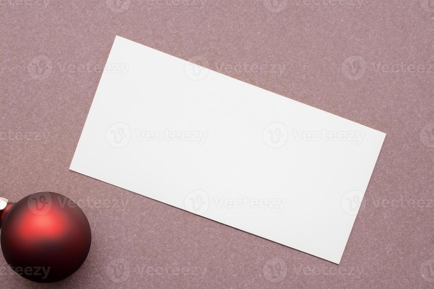 Beautiful Mockup White Card with Christmas Ornaments, A Festive Touch for Your Holiday Greetings photo
