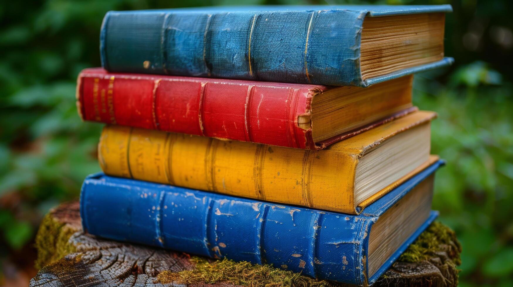 Stack of Books on Wooden Table photo