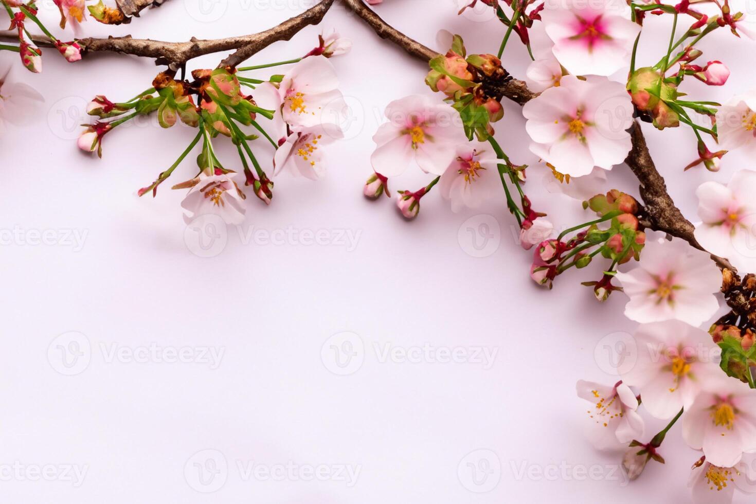 Graceful Harmony Beautiful Cherry Blossom on Blank Paper, Capturing Timeless Beauty and Serenity, Perfect for Artistic Presentations and Creative Projects photo