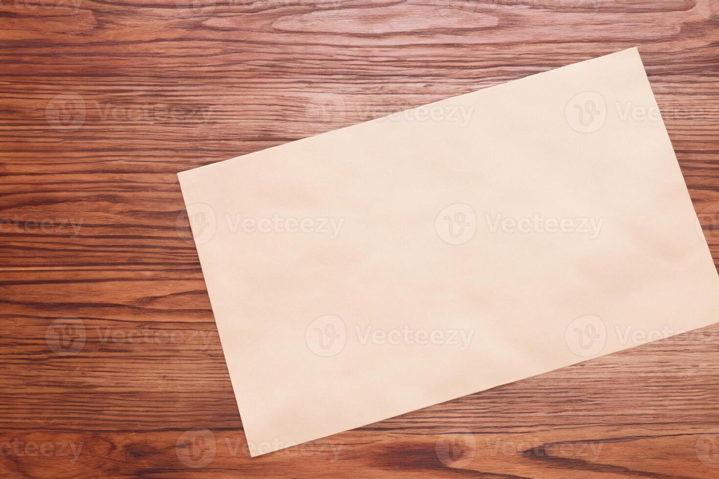 Wooden Background Paper Mockup A Perfect Blend of Vintage Elegance and Modern Simplicity for Your Creative Designs photo