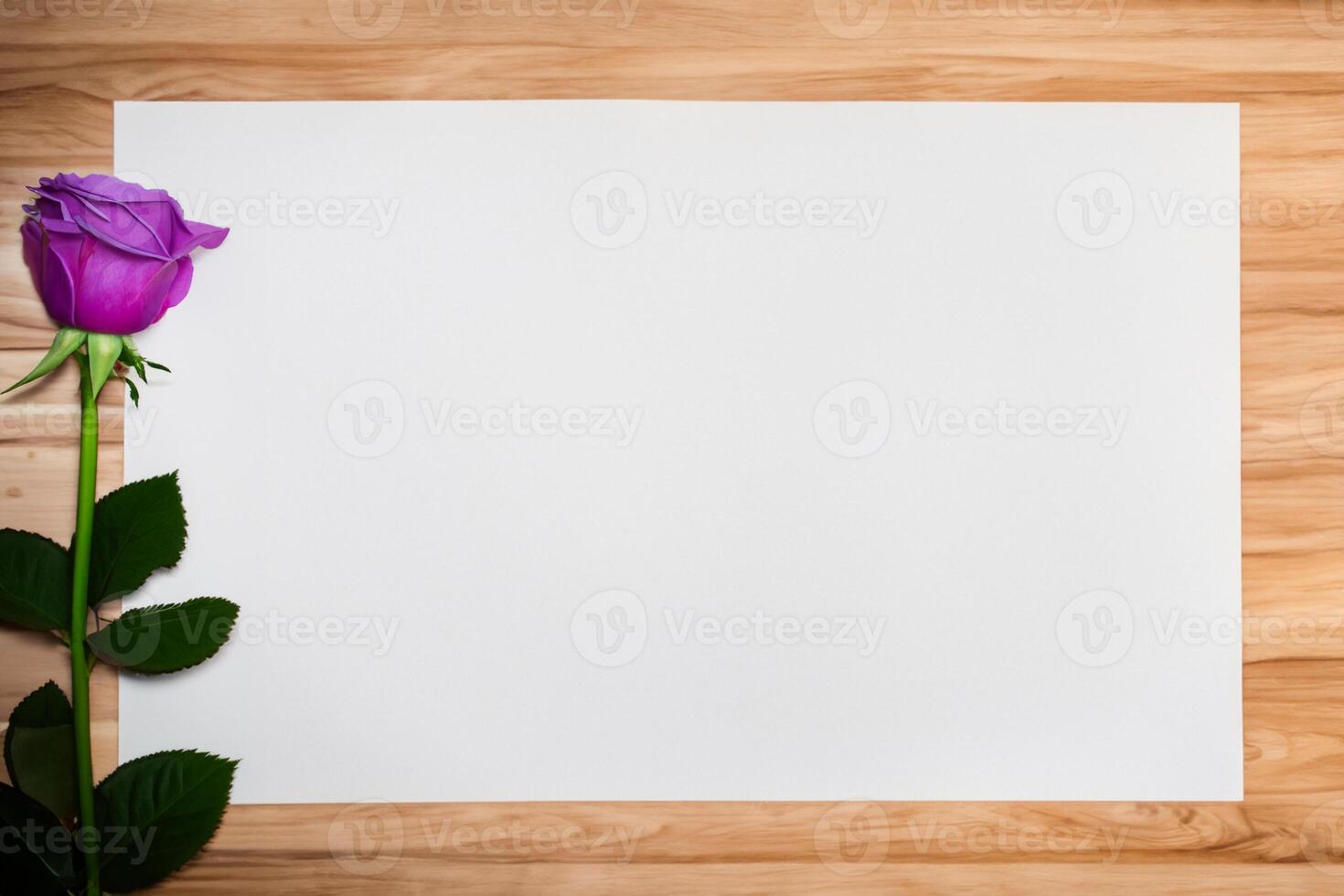 The mockup of beautiful paper with an elegant flower arrangement showcases a stunning combination of artistry and nature. photo