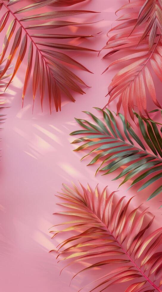 Pink Palm Leaf Shadows on a Pink Background photo