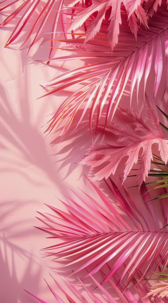 Pink Palm Leaf Shadows on a Pink Background photo
