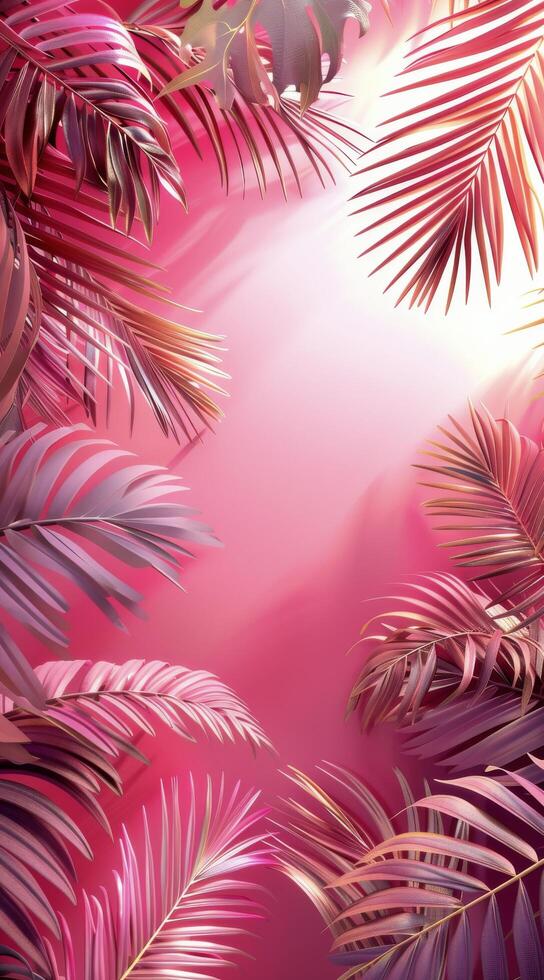 Pink Palm Leaf Shadows on a Pink Background photo