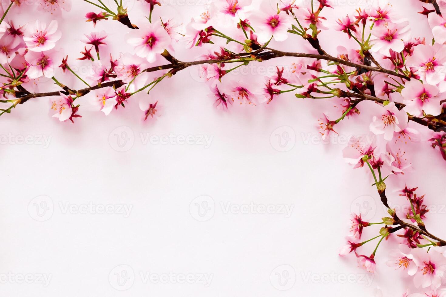 Graceful Harmony Beautiful Cherry Blossom on Blank Paper, Capturing Timeless Beauty and Serenity, Perfect for Artistic Presentations and Creative Projects photo