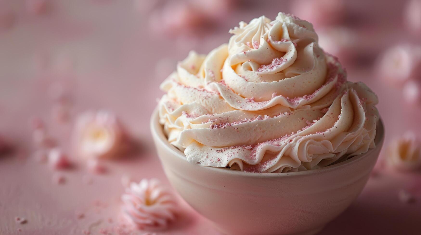 Pink Bowl With Whipped Cream and Sprinkles photo