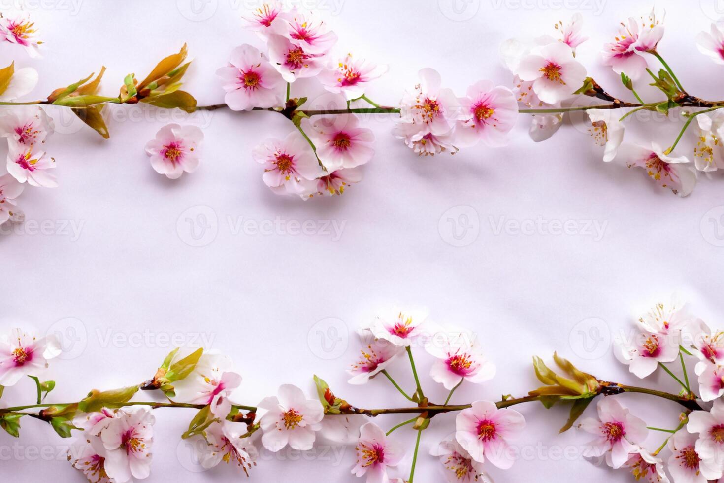Graceful Harmony Beautiful Cherry Blossom on Blank Paper, Capturing Timeless Beauty and Serenity, Perfect for Artistic Presentations and Creative Projects photo