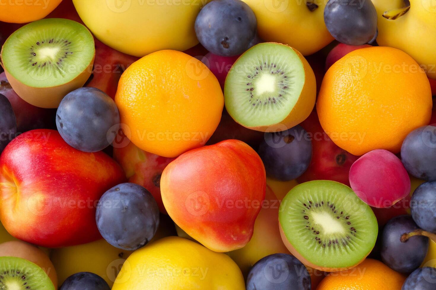 Beautiful Tropical Fruits Background A Luscious Display of Nature's Bounty, Featuring an Abundance of Colorful and Exotic Fruits Against a Vibrant and Refreshing Backdrop photo