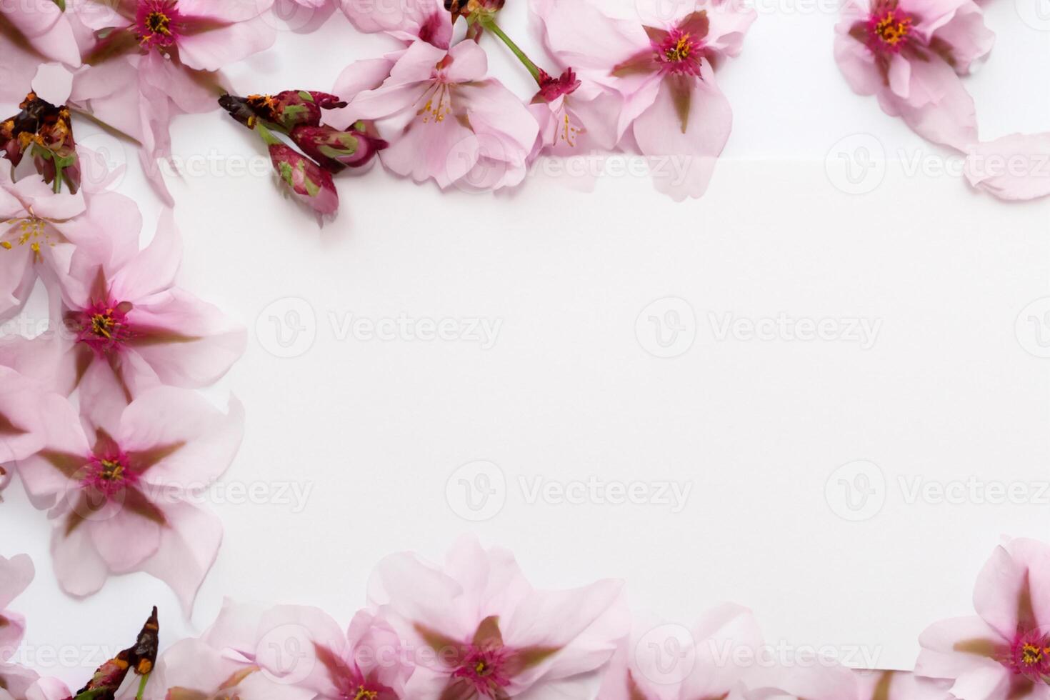 Graceful Harmony Beautiful Cherry Blossom on Blank Paper, Capturing Timeless Beauty and Serenity, Perfect for Artistic Presentations and Creative Projects photo