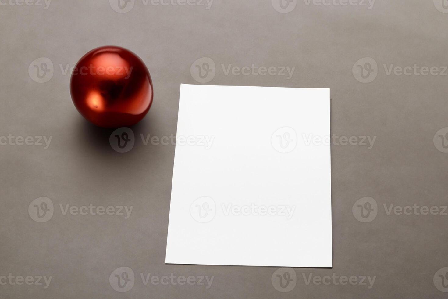Beautiful Mockup White Card with Christmas Ornaments, A Festive Touch for Your Holiday Greetings photo