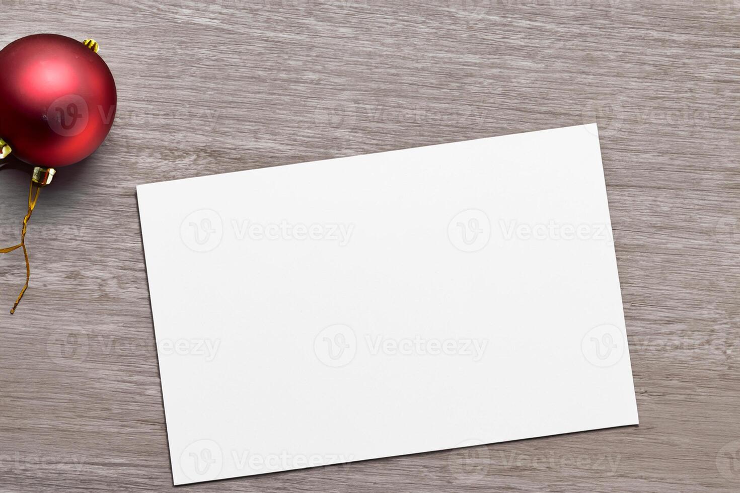 Beautiful Mockup White Card with Christmas Ornaments, A Festive Touch for Your Holiday Greetings photo
