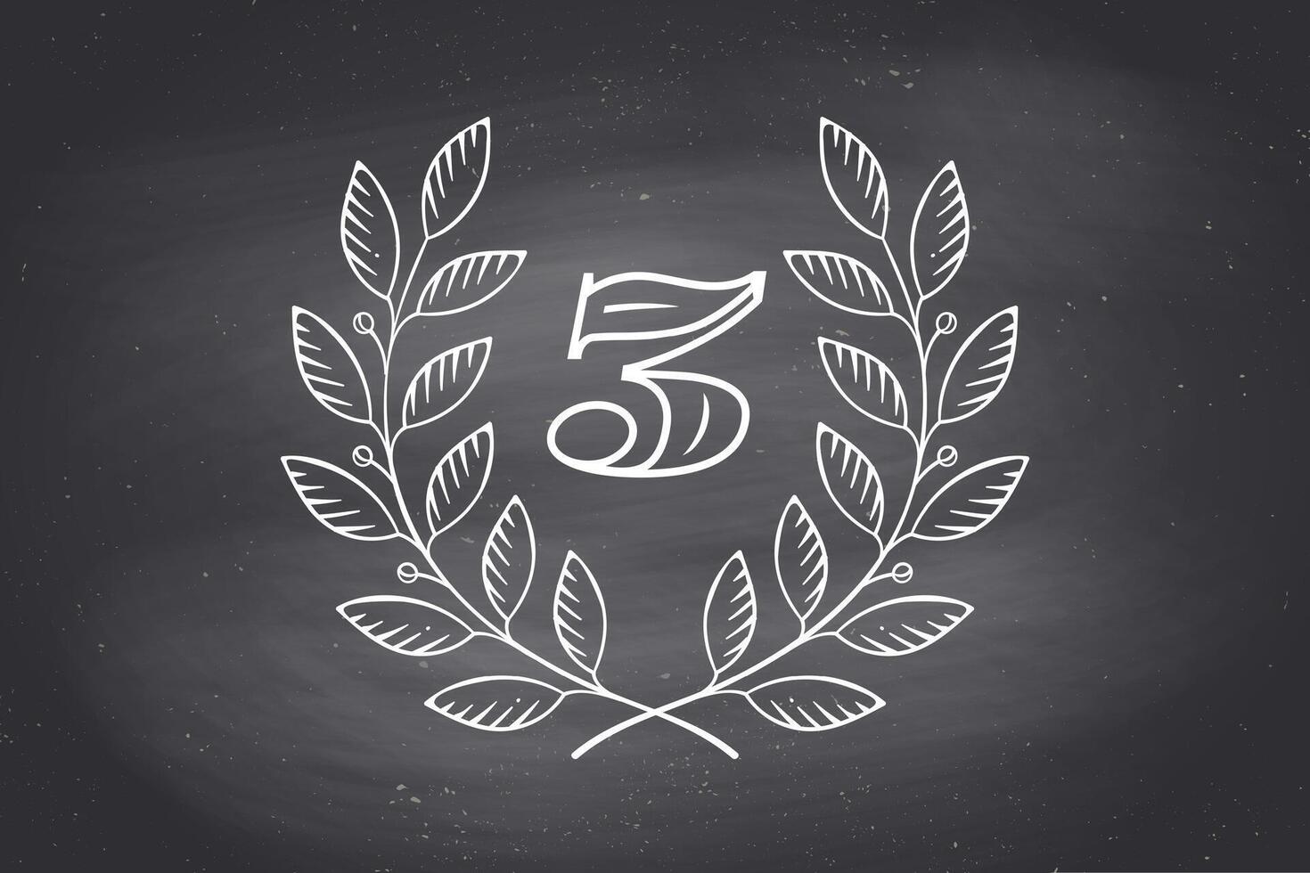 Laurel wreath icon with number Three vector
