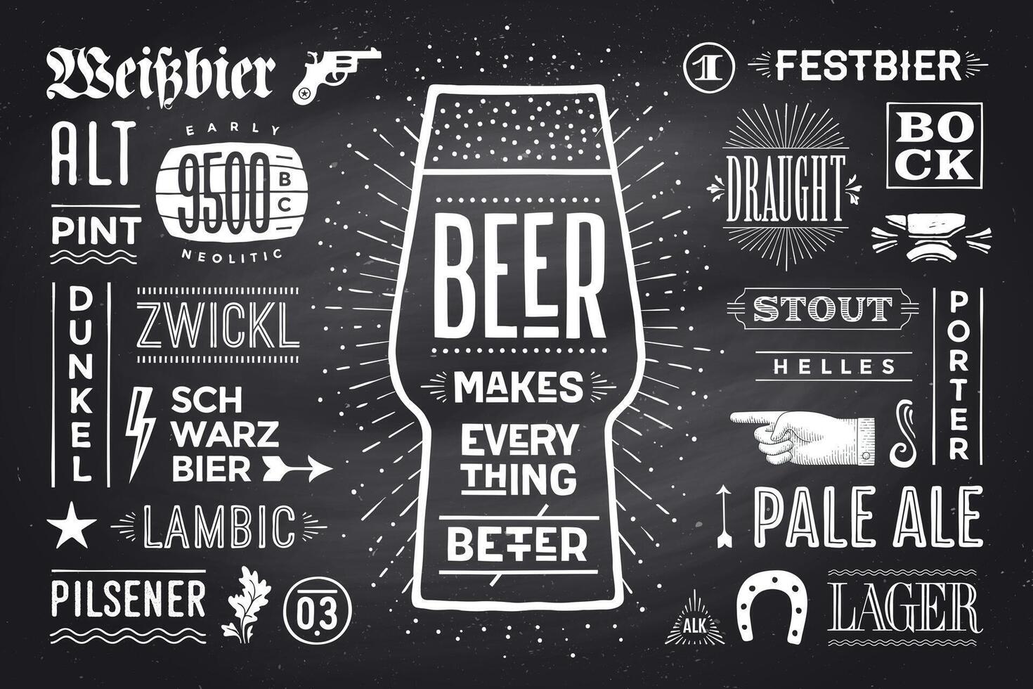Poster or banner with text Beer Makes Everything Better vector