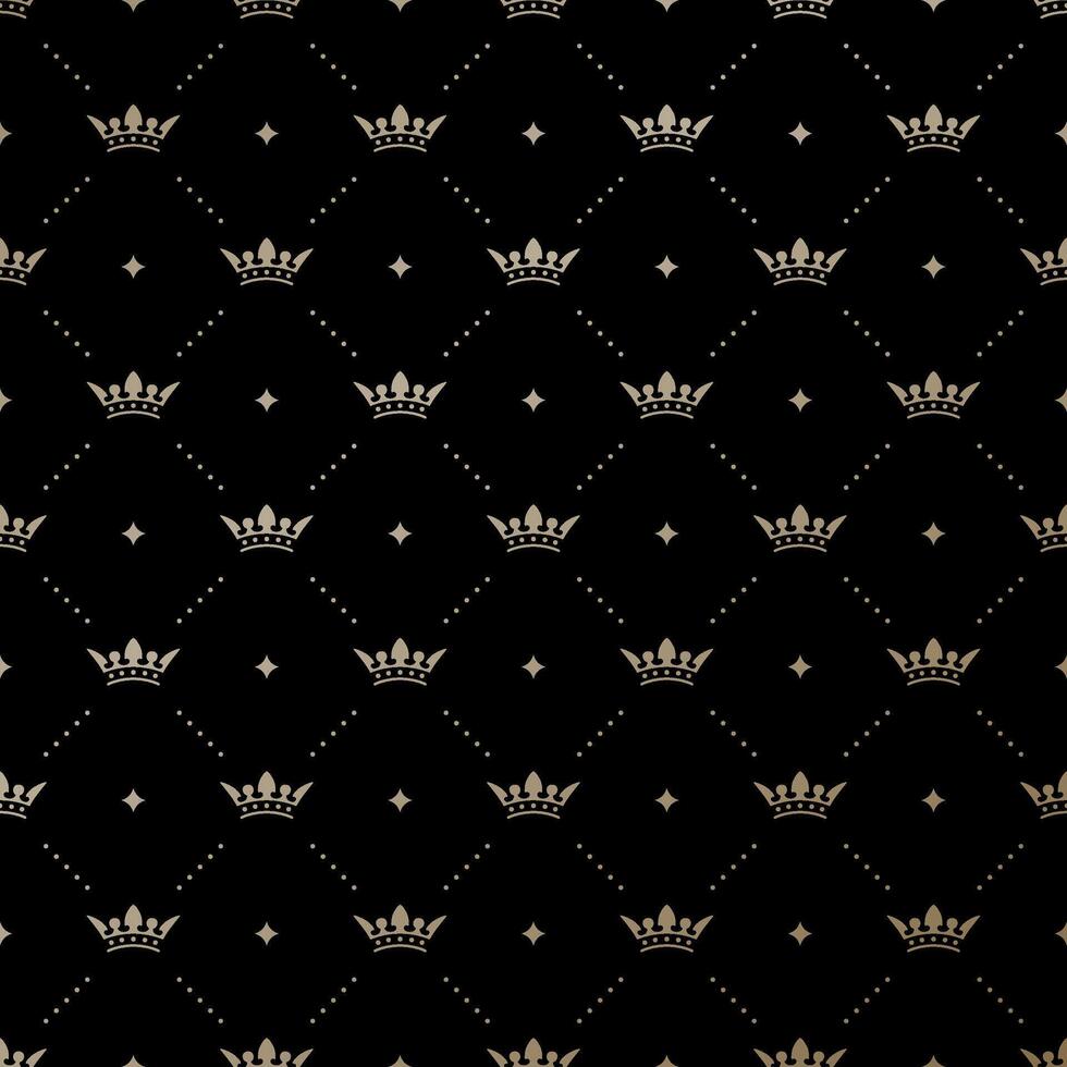 Seamless gold pattern with king crowns vector