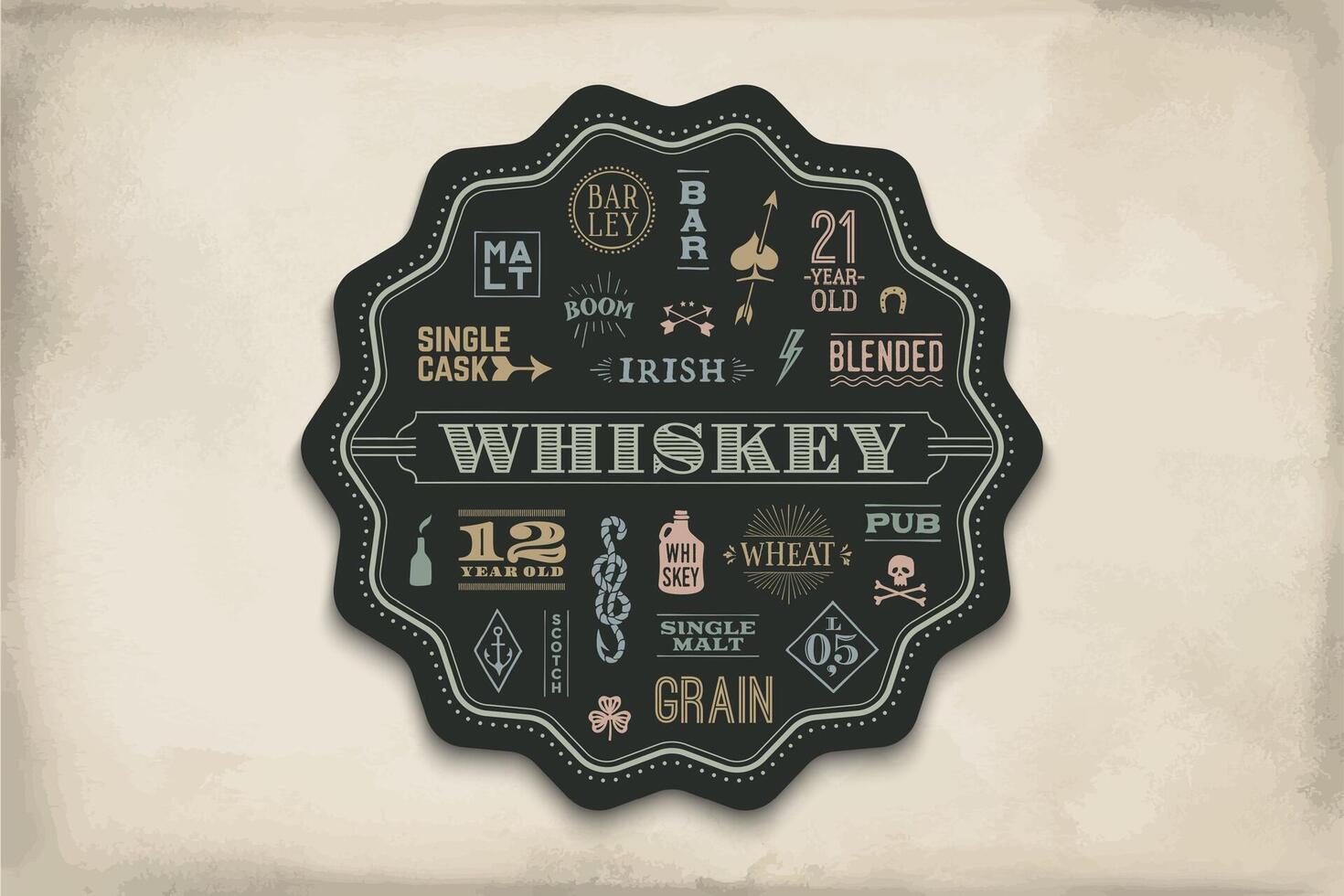 Coaster for whiskey and alcohol beverage vector