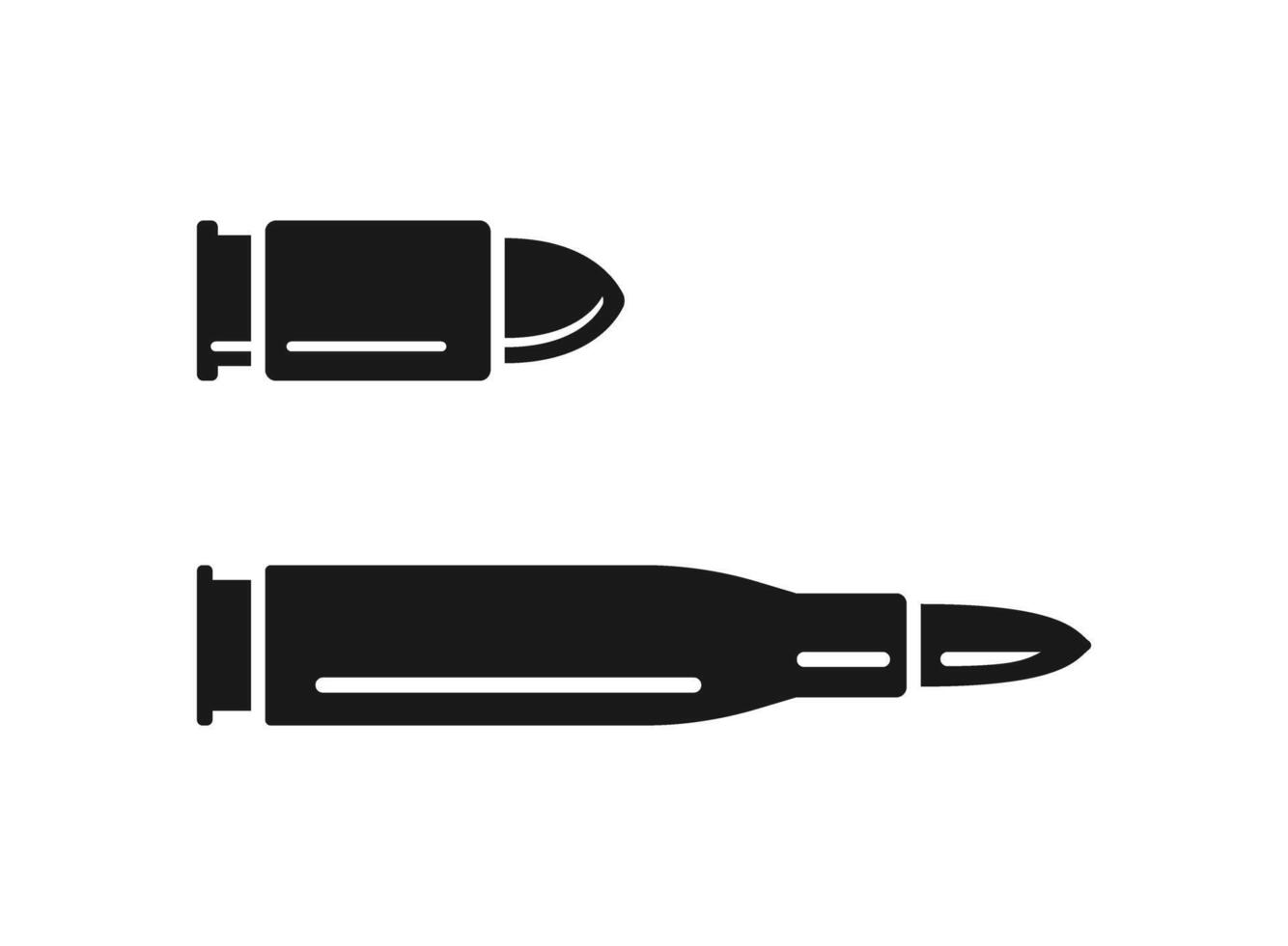 Cartridges icon in flat style. Bullet ammunition symbol illustration on isolated background. Ammo sign business concept. vector