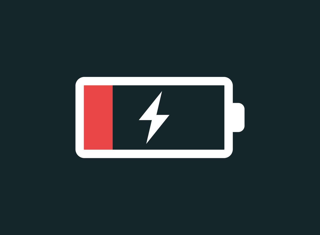 Low battery icon in flat style. Battery charging process illustration on isolated background. Accumulator recharge sign business concept. vector