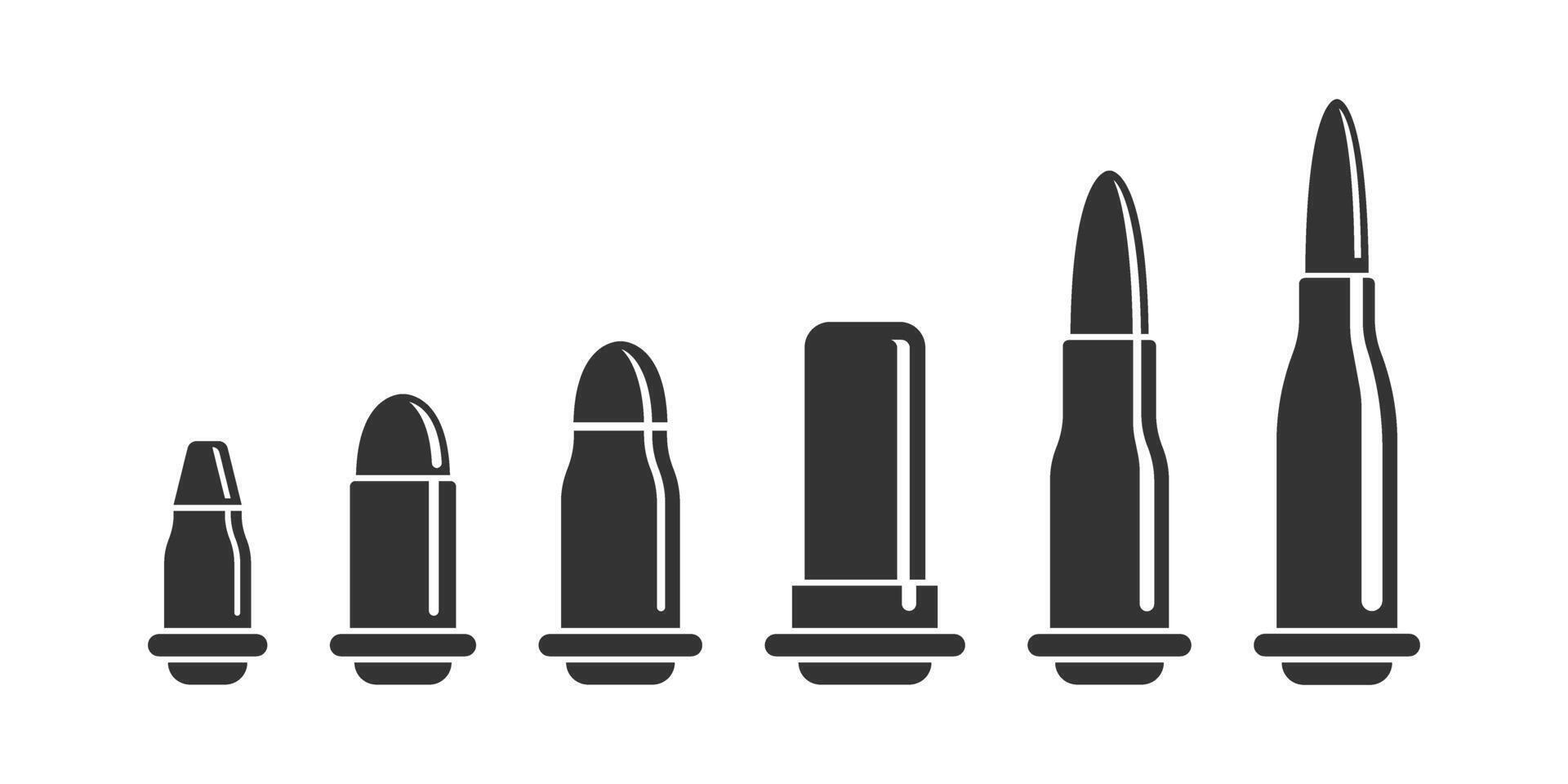 Cartridges icon in flat style. Bullet ammunition symbol illustration on isolated background. Ammo sign business concept. vector