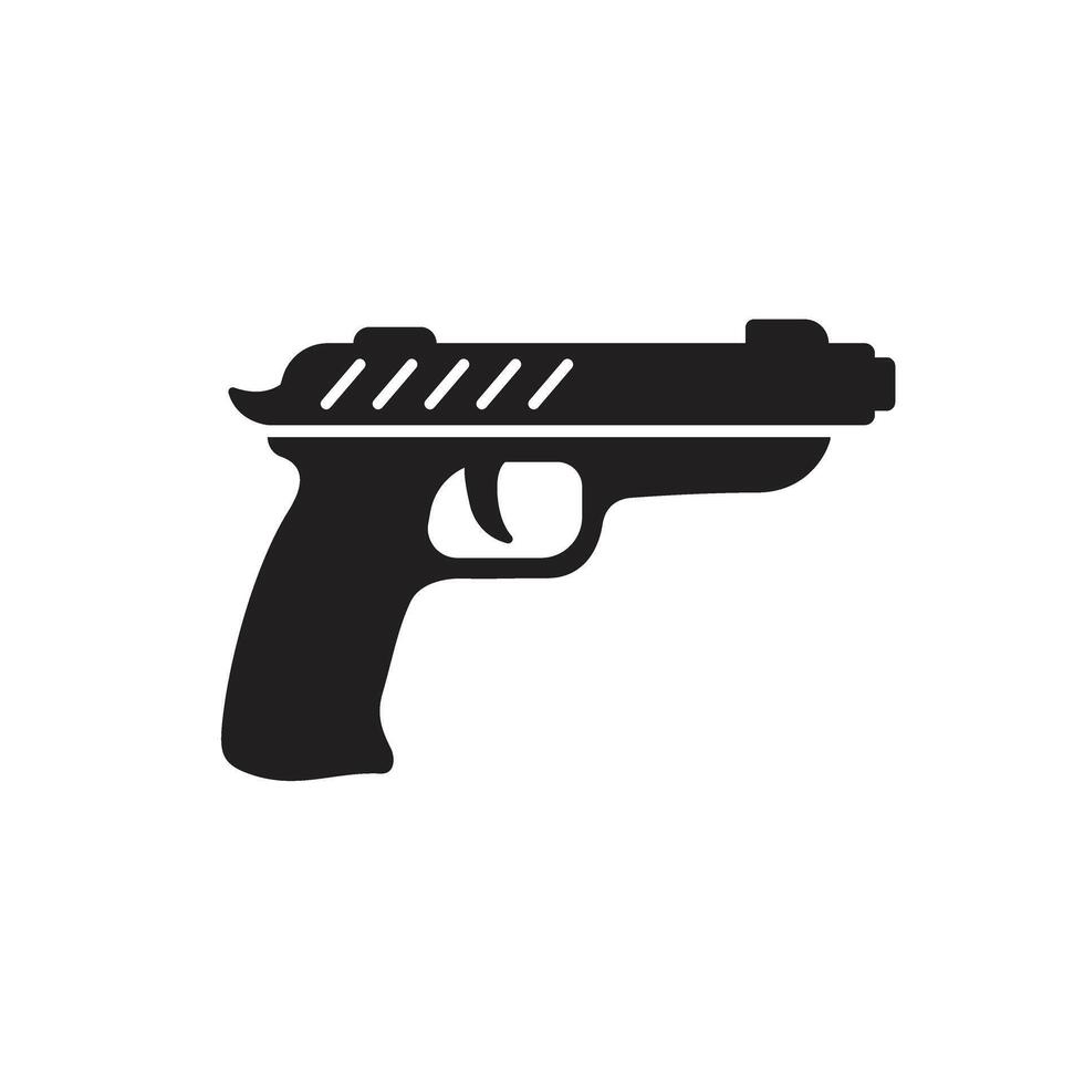 Pistol gun icon in flat style. Firearm symbol illustration on isolated background. Rifle ammo sign business concept. vector