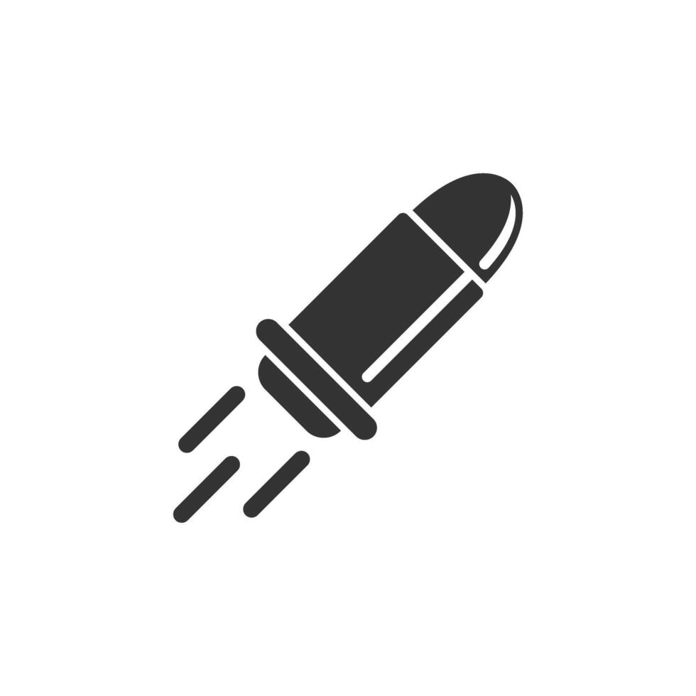 Cartridges icon in flat style. Bullet ammunition symbol illustration on isolated background. Ammo sign business concept. vector