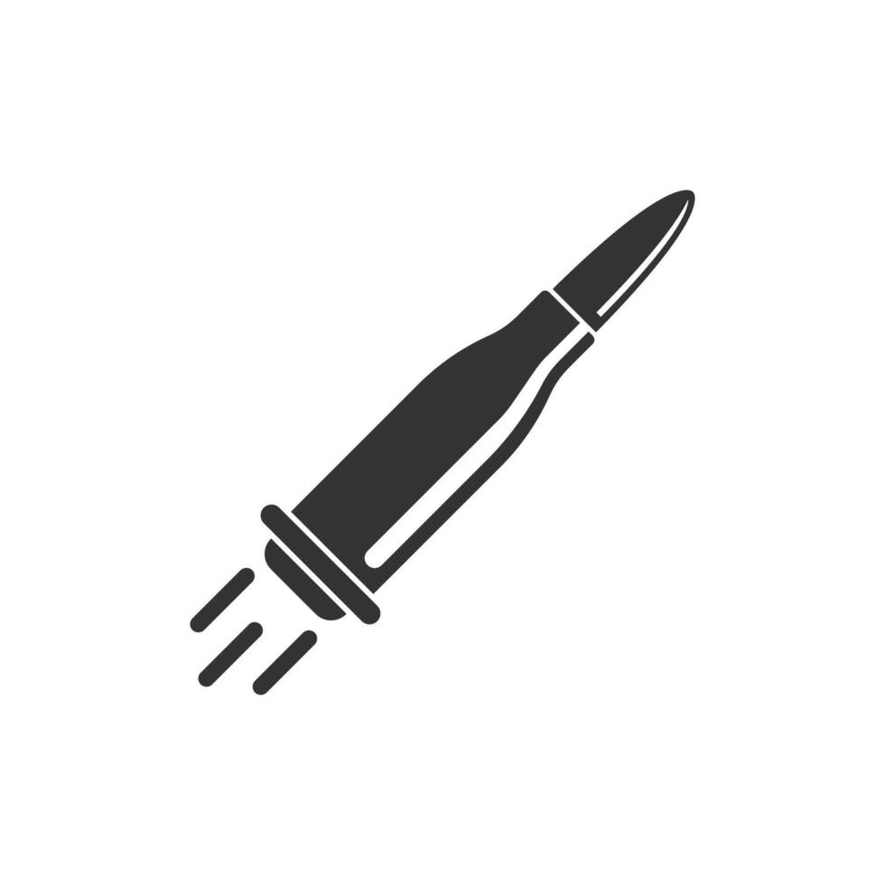 Cartridges icon in flat style. Bullet ammunition symbol illustration on isolated background. Ammo sign business concept. vector