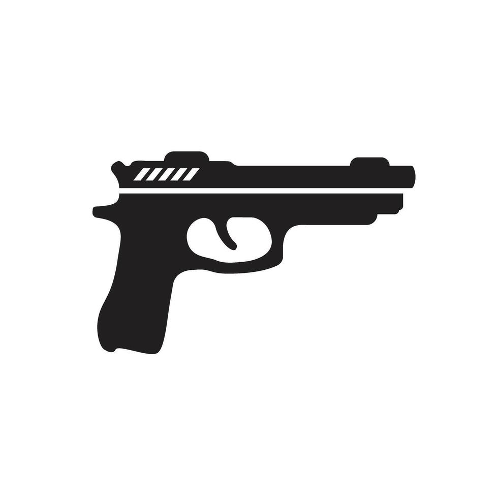 Pistol gun icon in flat style. Firearm symbol illustration on isolated background. Rifle ammo sign business concept. vector