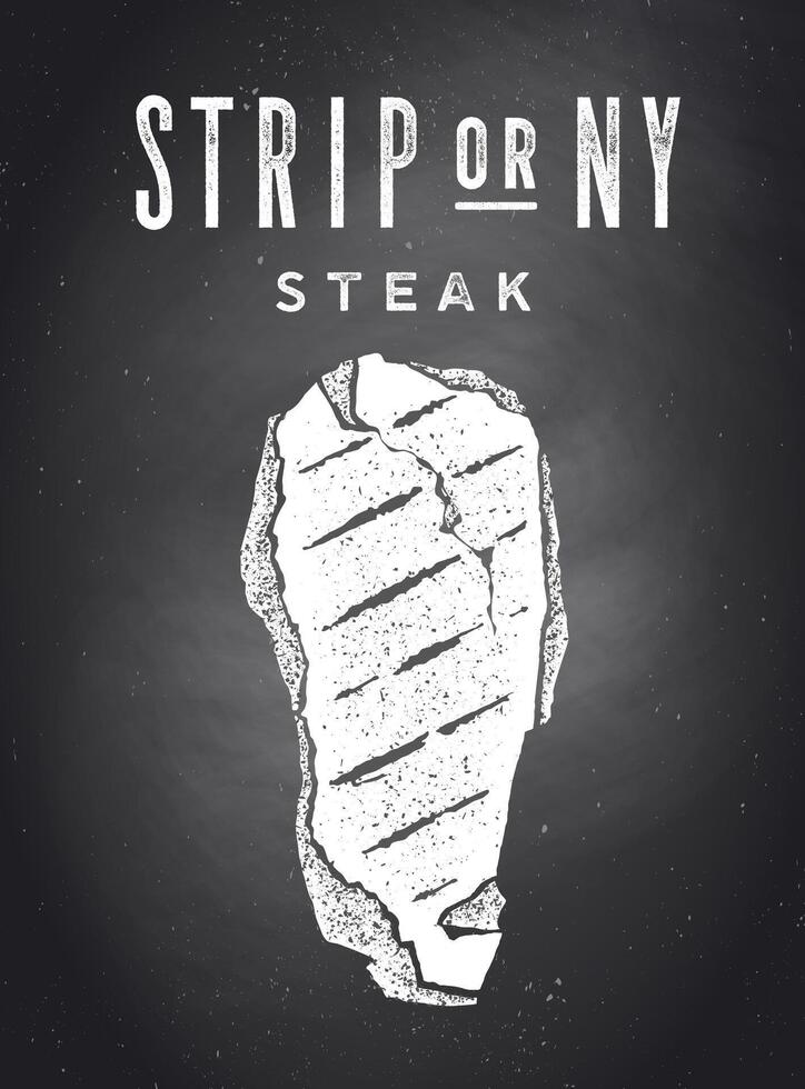 Steak, Chalkboard. Kitchen poster with steak silhouette vector