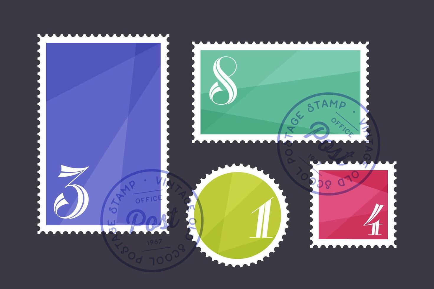 Postage stamp. Set of postage stamp, collection square, circle vector