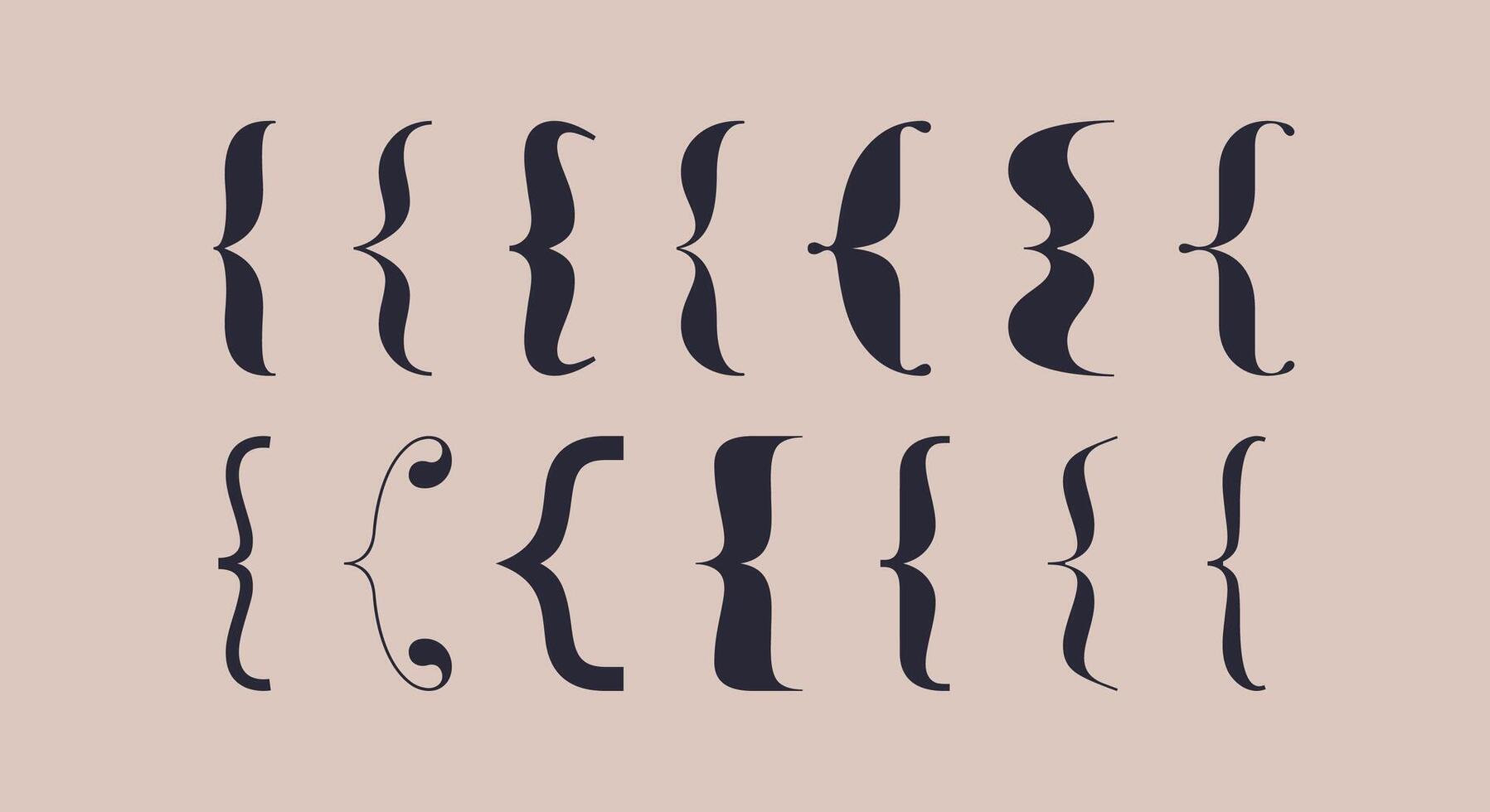 Bracket, braces, parentheses. Typography set of curly brackets vector