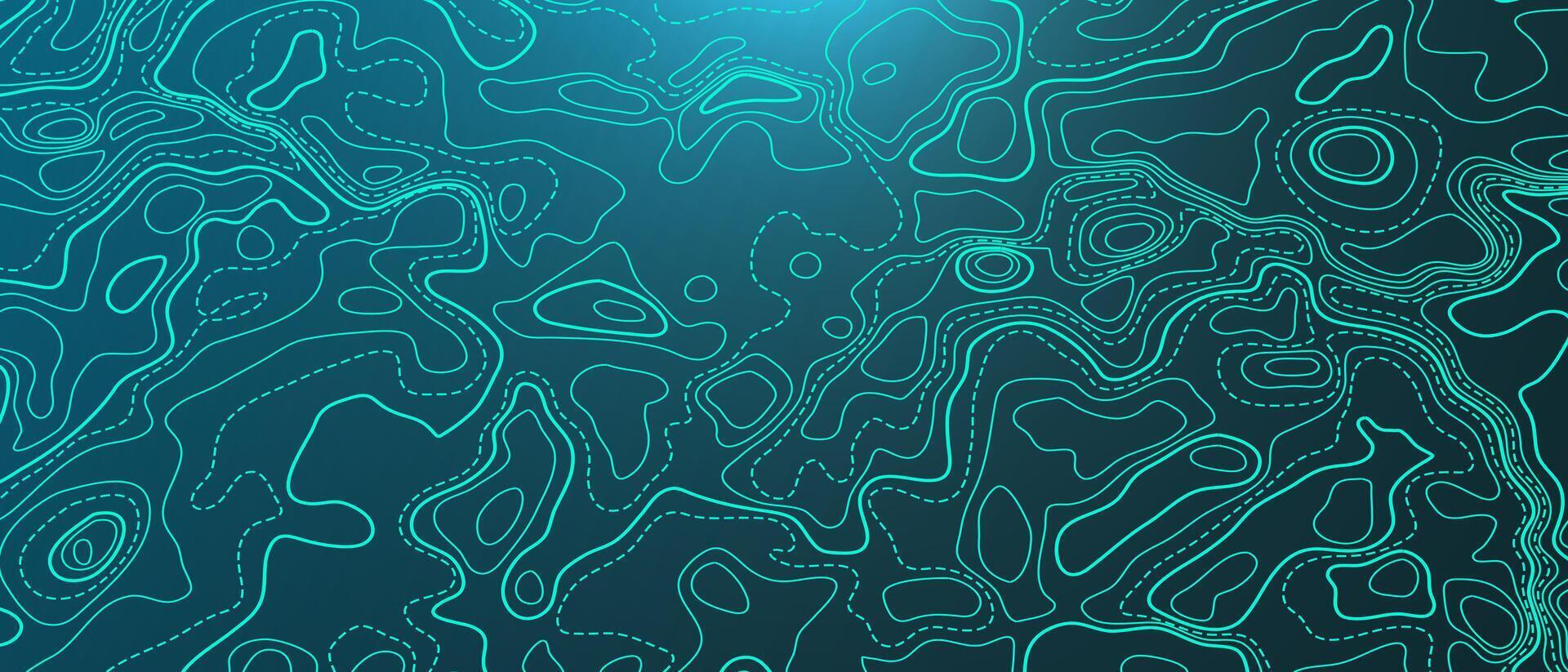 Ocean bottom topographic line map curvy wave isolines illustration. vector