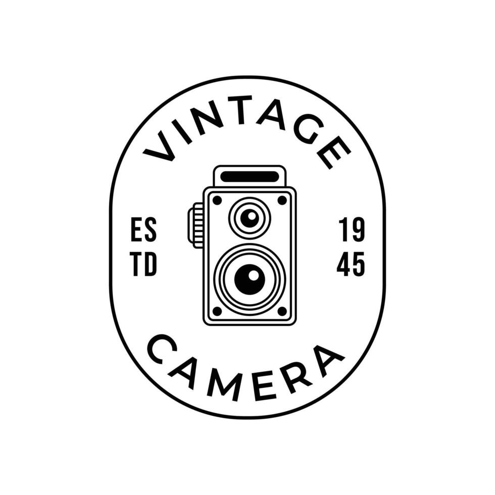Vintage Camera Photography Label, Logo Template with Retro Typography. vector
