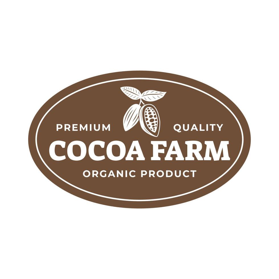 Vintage cocoa bean, cocoa plant logo icon template vector