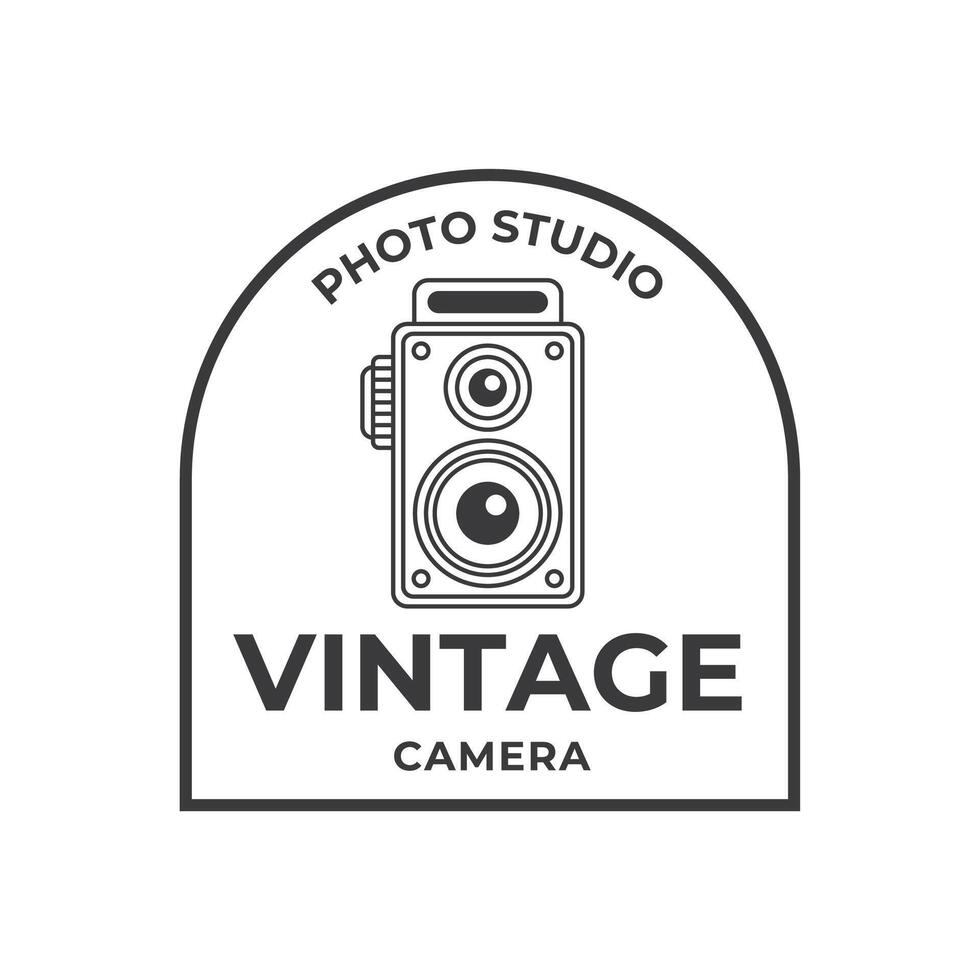 Vintage Camera Photography Label, Logo Template with Retro Typography. vector