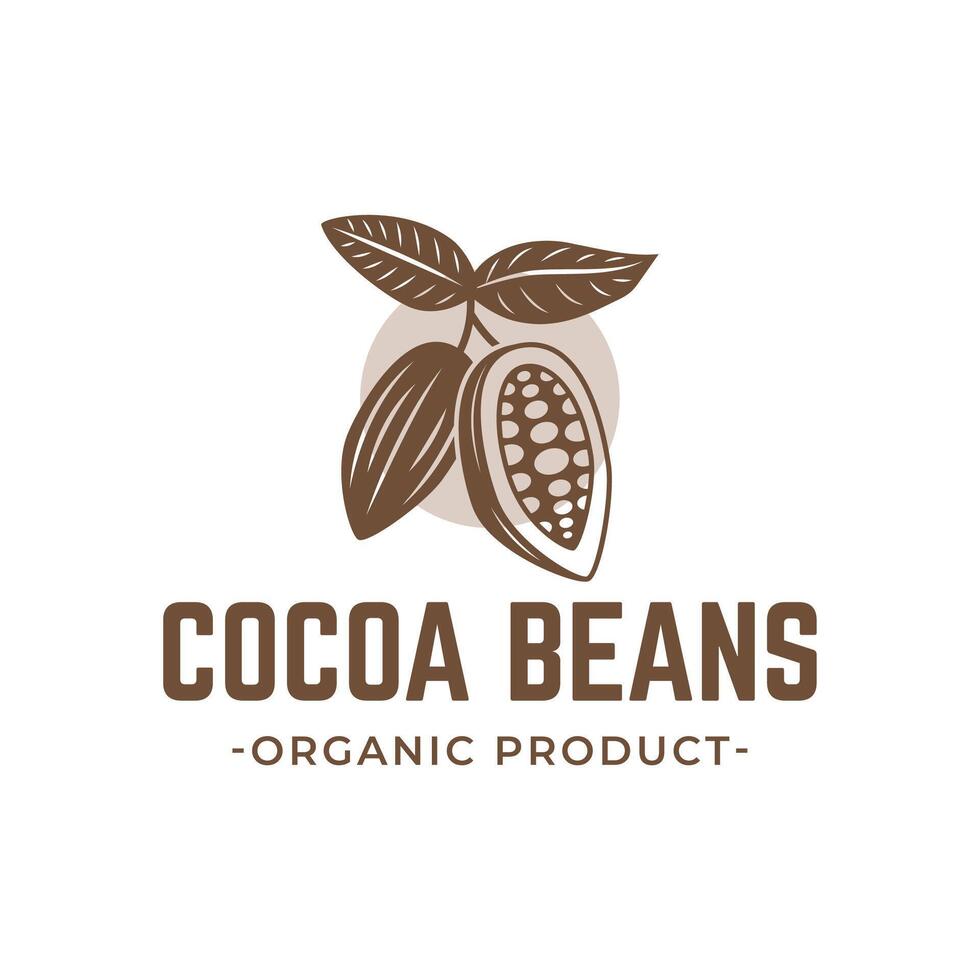Vintage cocoa bean, cocoa plant logo icon template vector