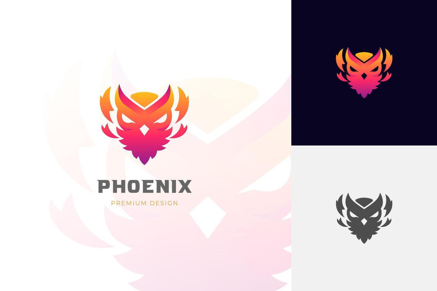 Cute Flying phoenix gradient logo design. Baby Falcon or hawk awesome animal illustration template vector
