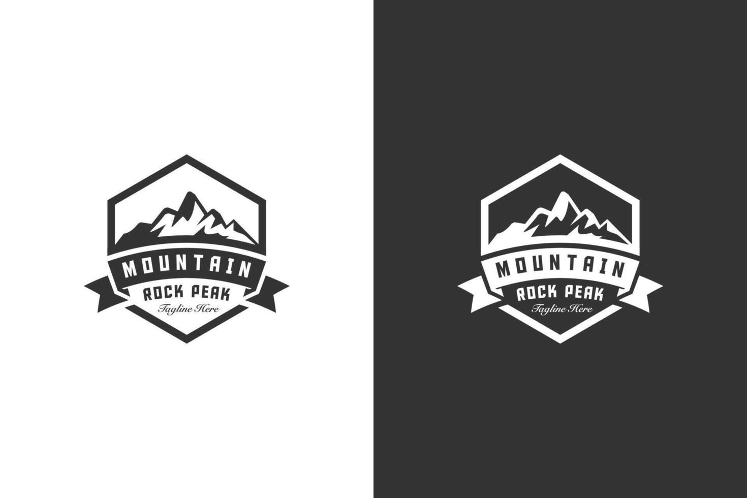 silhouette Mountain peak badge logo design with hexagon graphic idea for climber, adventure logo illustration vector