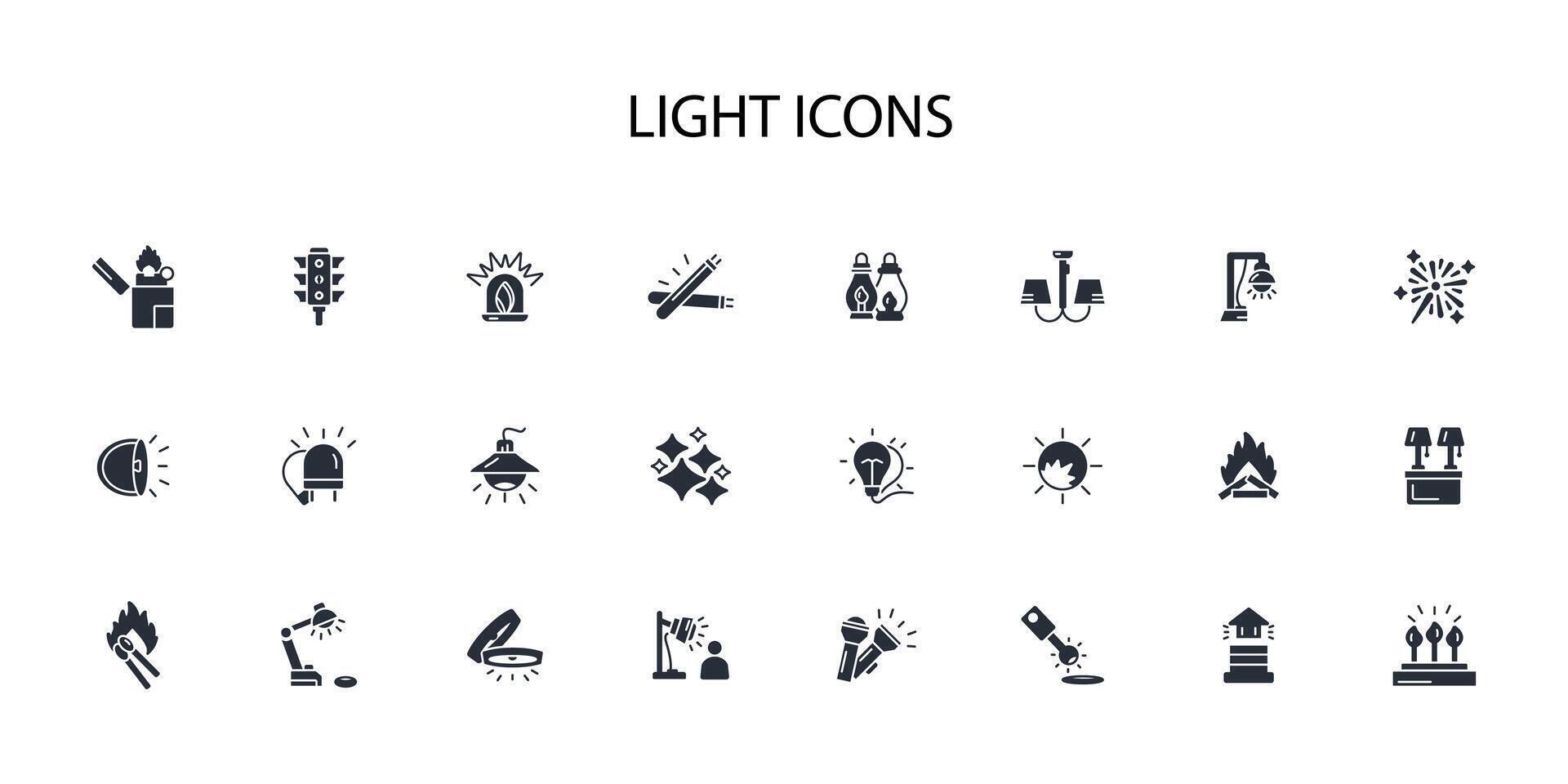 Light icon set..Editable stroke.linear style sign for use web design,logo.Symbol illustration. vector