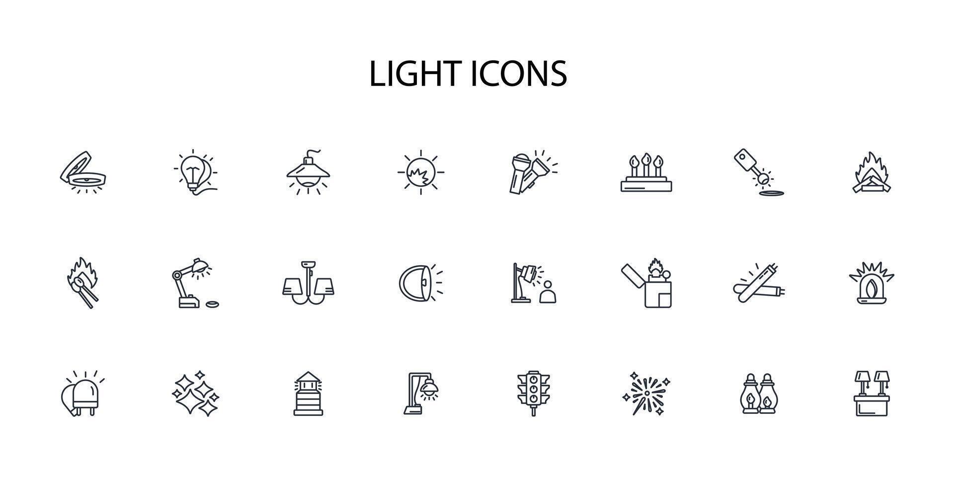 Light icon set..Editable stroke.linear style sign for use web design,logo.Symbol illustration. vector