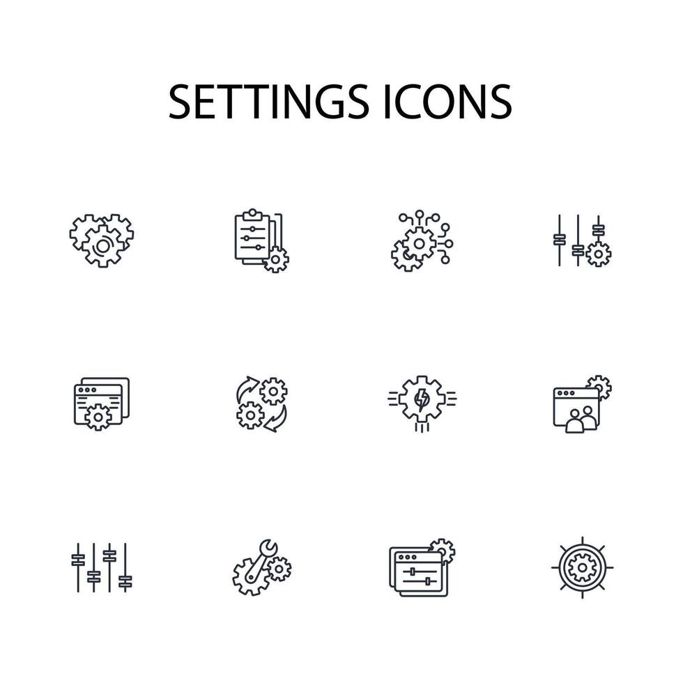 Settings icon set..Editable stroke.linear style sign for use web design,logo.Symbol illustration. vector