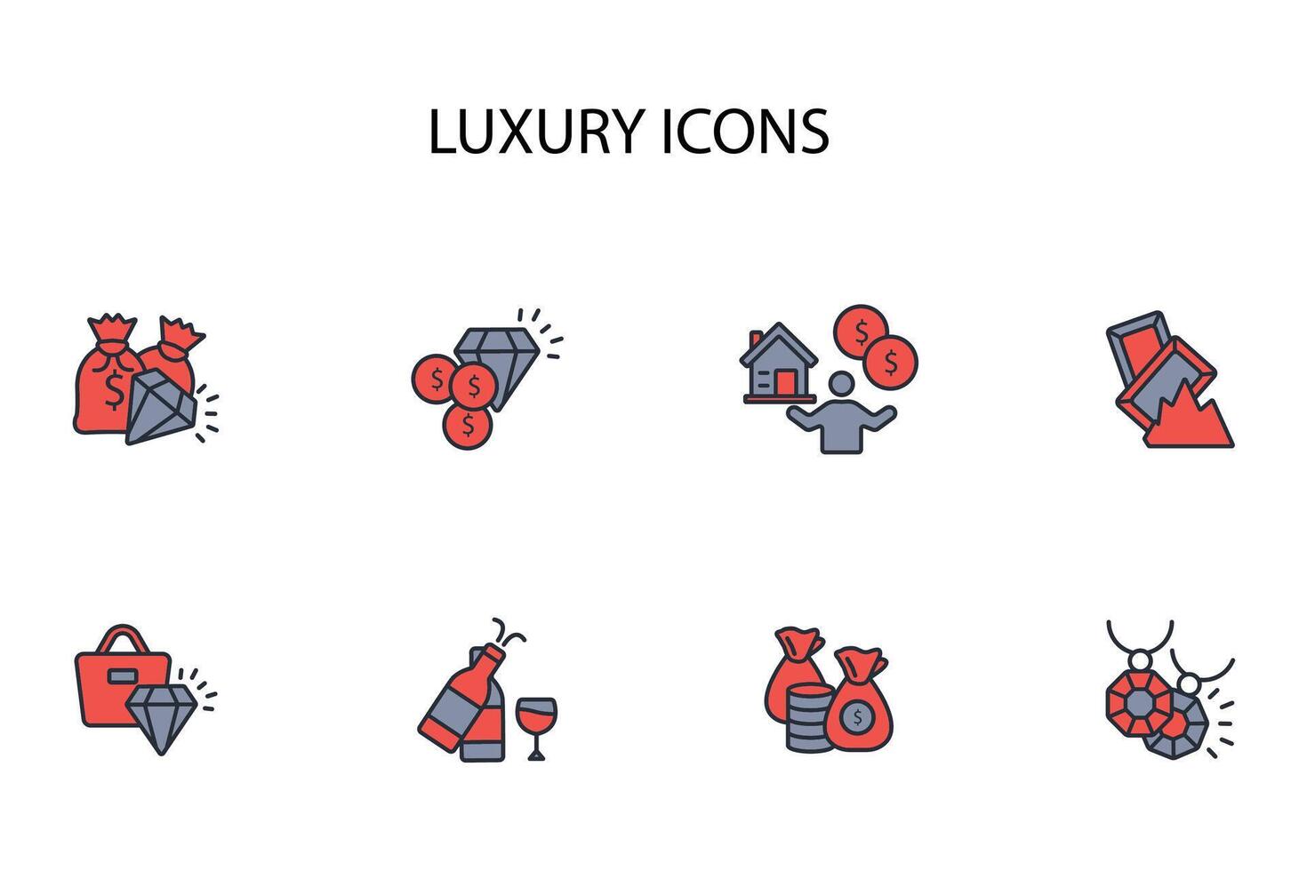 luxury icon set..Editable stroke.linear style sign for use web design,logo.Symbol illustration. vector