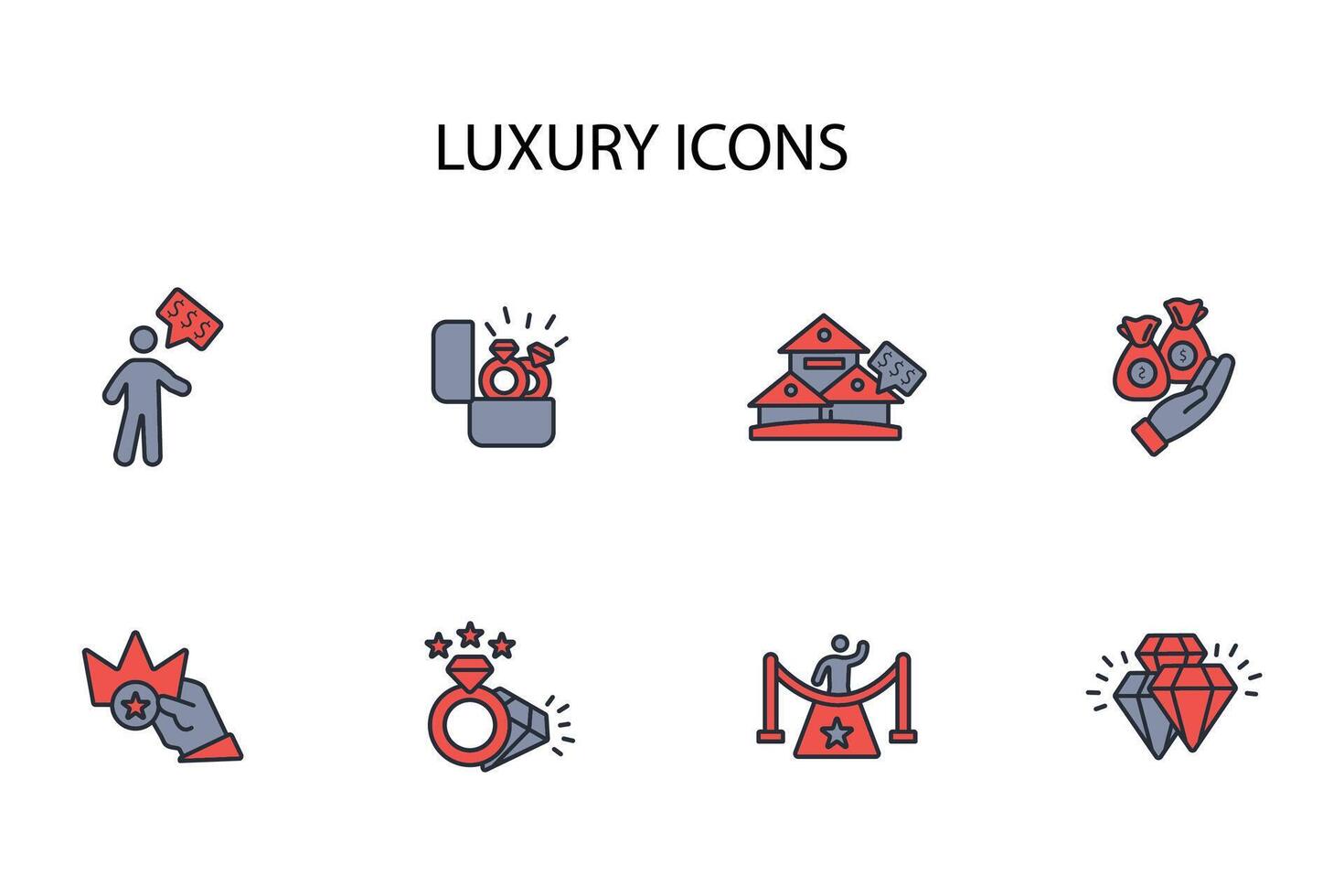 luxury icon set..Editable stroke.linear style sign for use web design,logo.Symbol illustration. vector