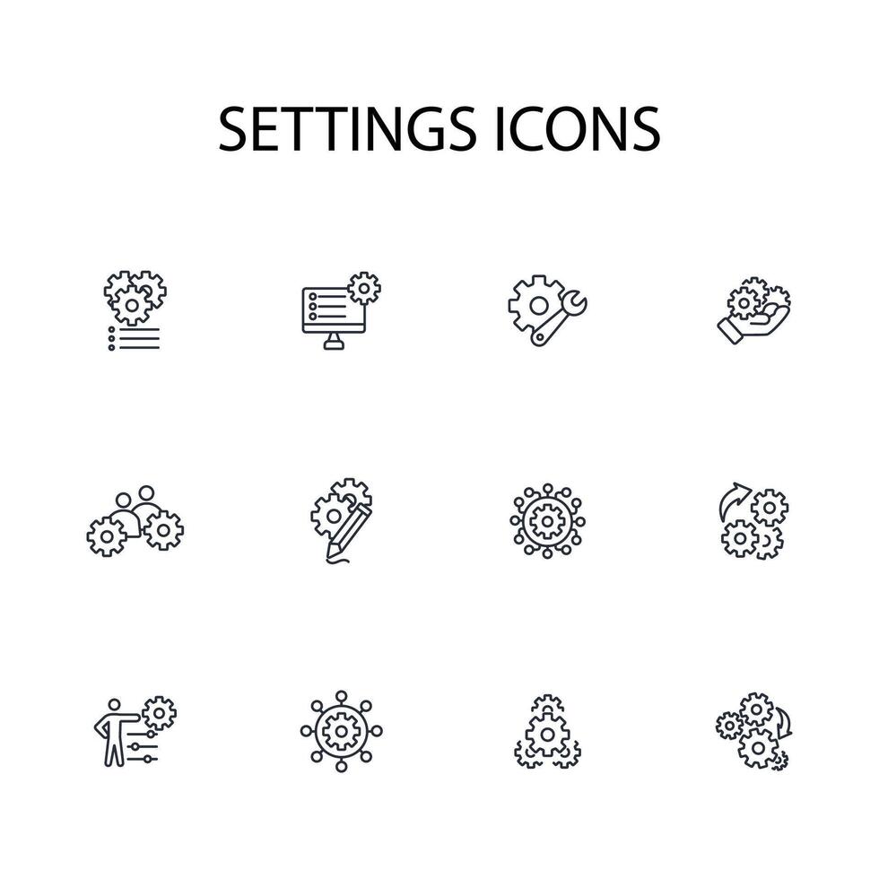 Settings icon set..Editable stroke.linear style sign for use web design,logo.Symbol illustration. vector