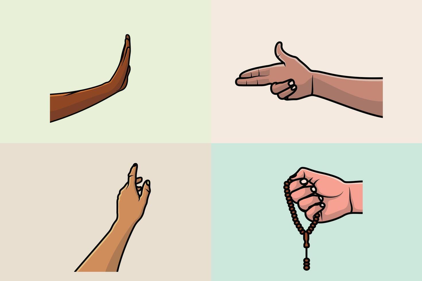 Collection of People Hands with Various Gestures illustration. People object icon concept. Different signs and emotions, hands representing. vector