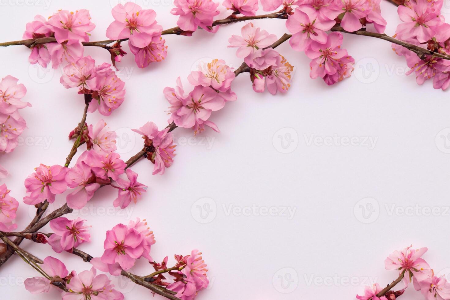 Graceful Harmony Beautiful Cherry Blossom on Blank Paper, Capturing Timeless Beauty and Serenity, Perfect for Artistic Presentations and Creative Projects photo