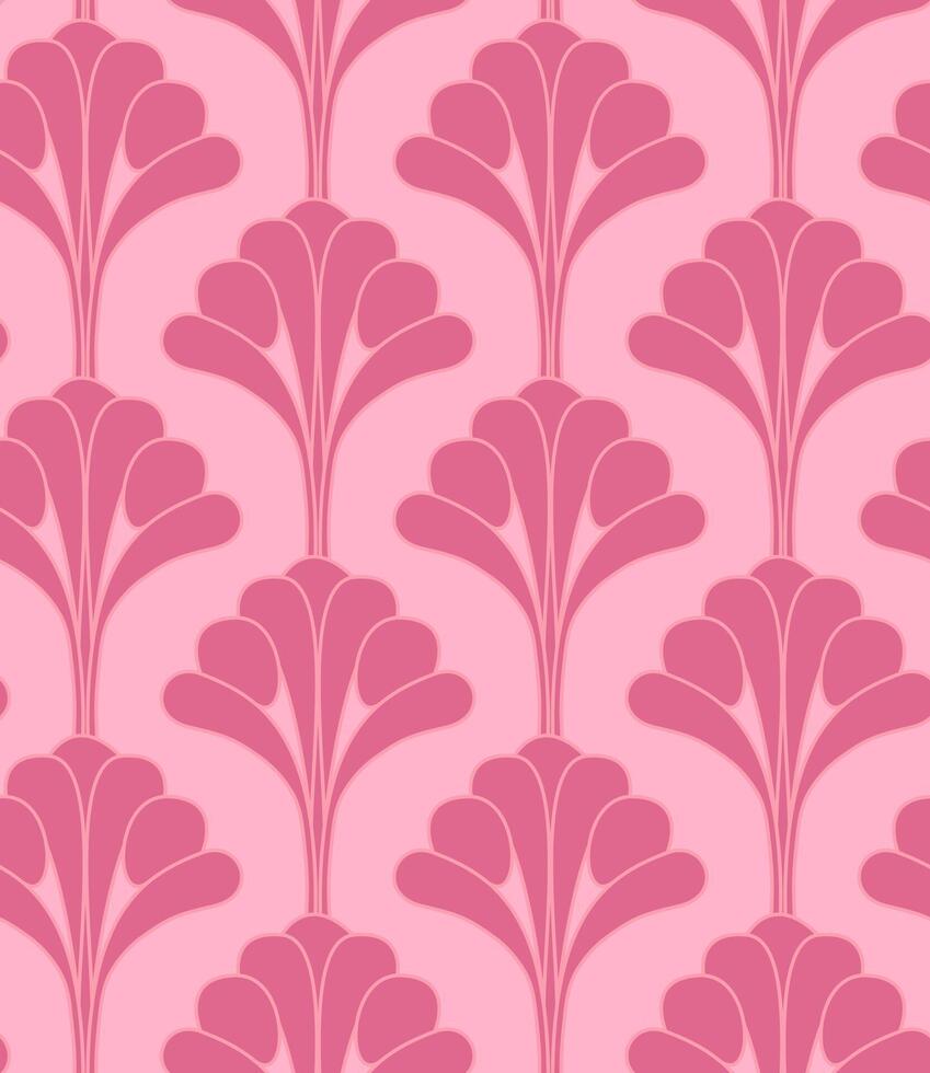 Art Deco Style Vintage Pink Floral Flower Seamless Pattern vector
