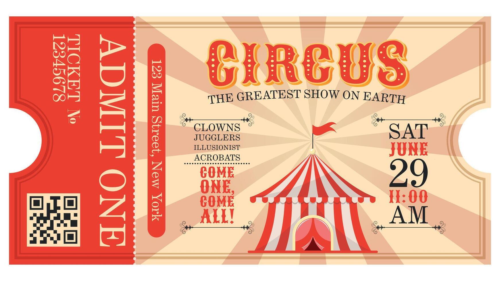 Retro Vintage Admit One Circus Ticket vector