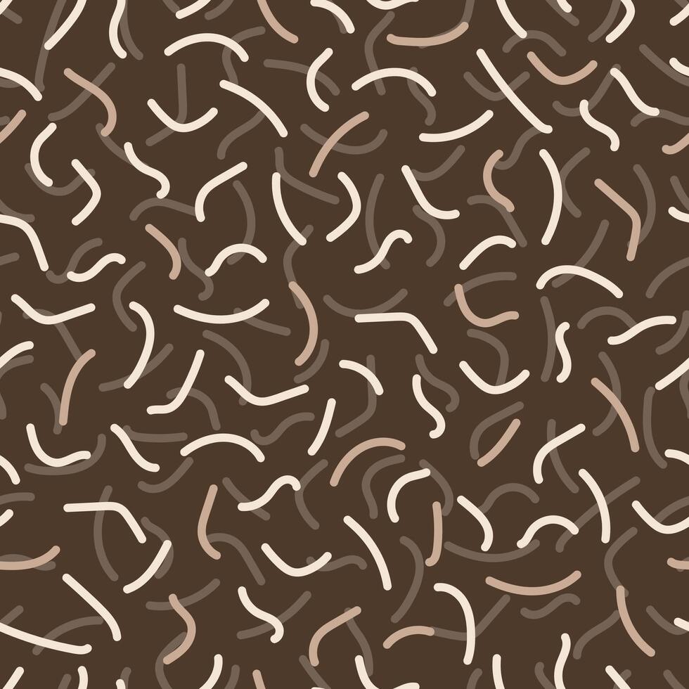 Seamless coffee pattern with hand drawn stripes. vector