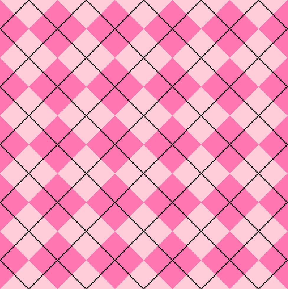 Classic pink argyle sweater with seamless pattern. vector