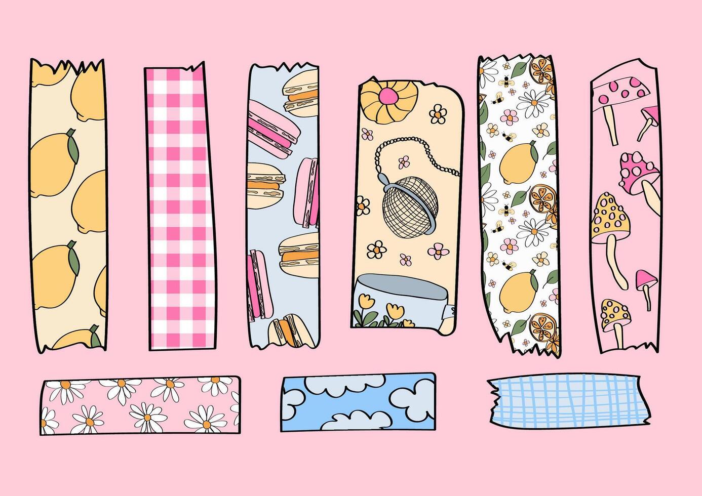 Set of Japanese masking paper tape collection. vector